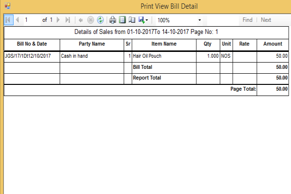 View Bills of selectd dates